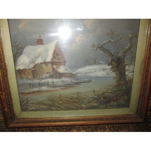 356 - Two late 19th early 20th landscape paintings, in period gilt frames, one signed C.M., approx. frame ... 