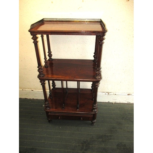 348 - A Victorian mahogany whatnot, with brass top gallery and drawer to base, approx. size H 104cm W 56cm... 