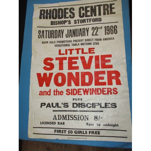 368 - A 1966 music concert poster for the Rhodes Centre Bishops Stortford featuring Stevie Wonder, signed ... 