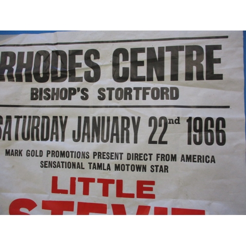 368 - A 1966 music concert poster for the Rhodes Centre Bishops Stortford featuring Stevie Wonder, signed ... 