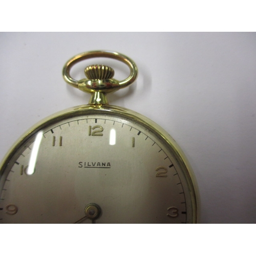 94 - A 585 gold cased pocket watch, dial marked Silvana, in pre-owned condition and runs when wound