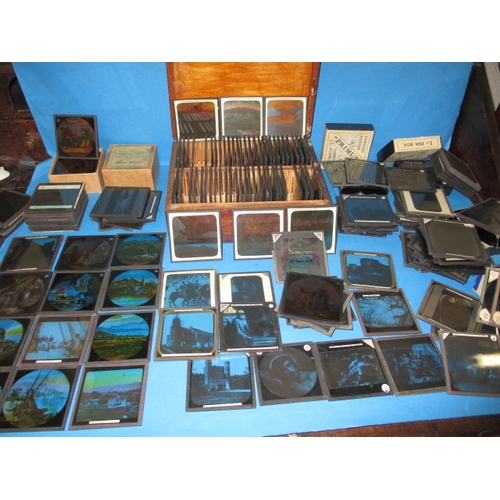 328 - A large quantity of vintage magic lantern slides, to include Gulliver’s travels to Liliput, topograp... 