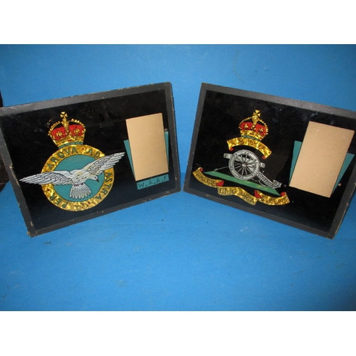 311 - Two reverse painted glass photo frames, both with military interest, approx. size 30x23cm, both in g... 