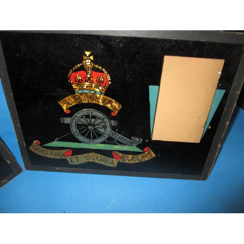 311 - Two reverse painted glass photo frames, both with military interest, approx. size 30x23cm, both in g... 