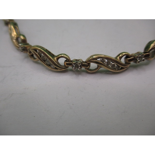 71 - A vintage 9ct yellow gold and diamond bracelet, approx. linear length 20cm, approx. weight 8.9g in u... 