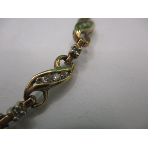 71 - A vintage 9ct yellow gold and diamond bracelet, approx. linear length 20cm, approx. weight 8.9g in u... 