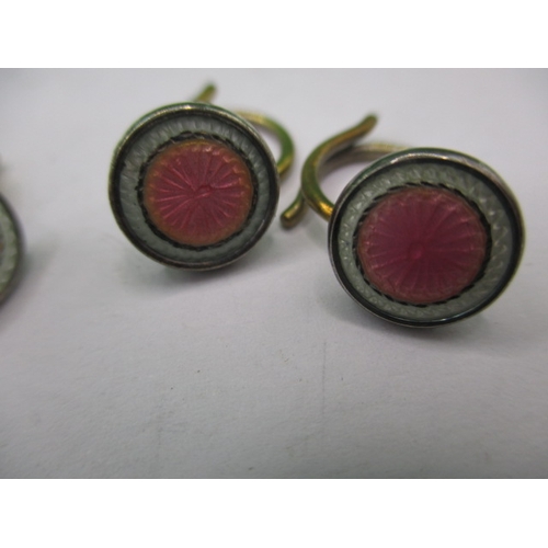 146 - A set of 4 vintage silver and enamel buttons, in good used condition with fixing links