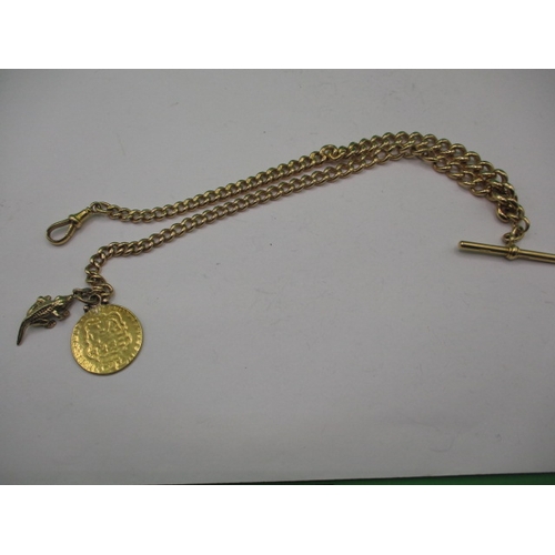 92 - A vintage 18ct yellow gold Albert chain, approx. length 40cm, approx. weight including 2 yellow meta... 