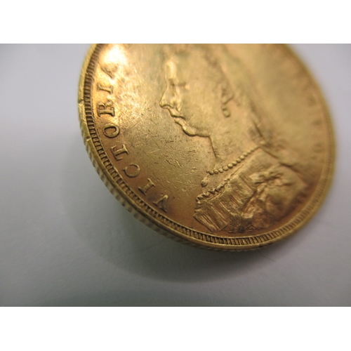 231 - A Victoria gold full sovereign dated 1888 with Melbourne mint mark, a circulated coin assessed as fi... 