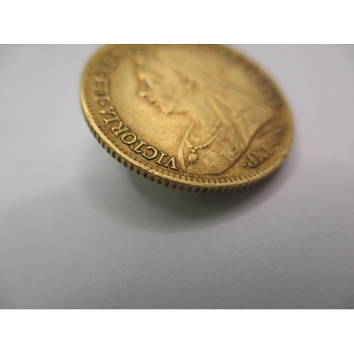 232 - A Victoria gold half sovereign dated 1899, a circulated coin assessed as fine grade coin, from a pri... 