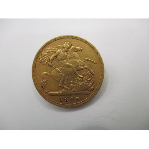 232 - A Victoria gold half sovereign dated 1899, a circulated coin assessed as fine grade coin, from a pri... 