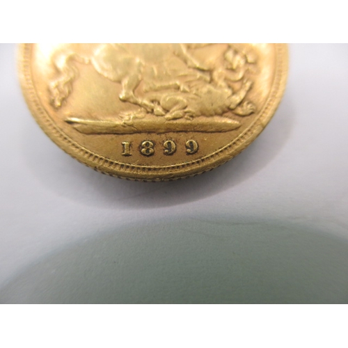 232 - A Victoria gold half sovereign dated 1899, a circulated coin assessed as fine grade coin, from a pri... 