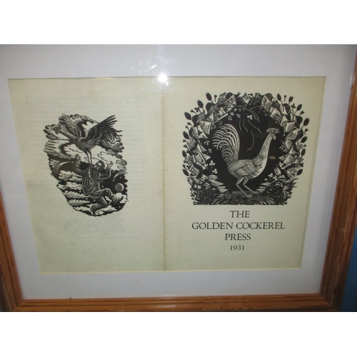 361 - A framed lithographic cover for The Golden Cockerel Press 1931, with illustrations by Eric Ravilious... 