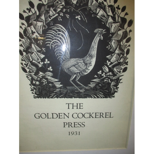 361 - A framed lithographic cover for The Golden Cockerel Press 1931, with illustrations by Eric Ravilious... 