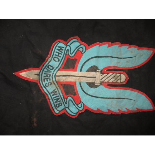 316 - A WWII SAS unit flag, with broad arrow mark, approx. size 94x60cm, in used condition with age-relate... 