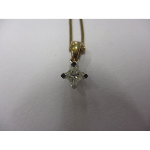 78 - A 9ct gold necklace with square cut diamond pendant, approx. linear length 42cm, approx. weight 1.2g... 