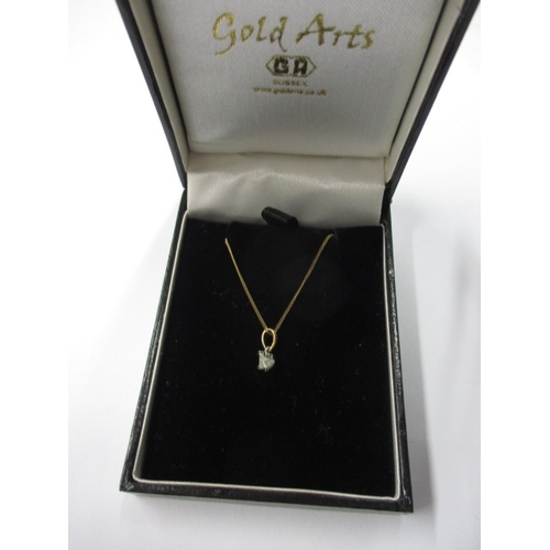 78 - A 9ct gold necklace with square cut diamond pendant, approx. linear length 42cm, approx. weight 1.2g... 