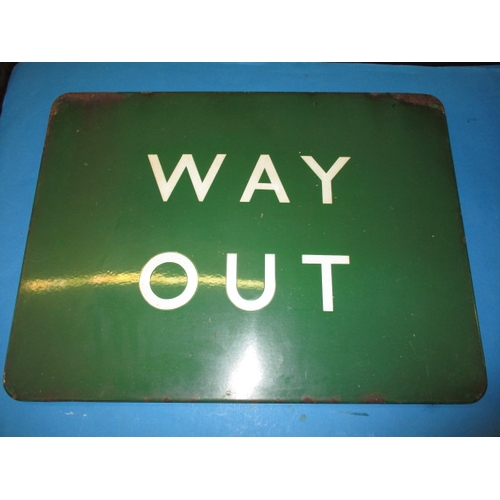 371 - A British Rail enamel ‘Way Out’ platform sign, a railway signal arm and other associated items, all ... 