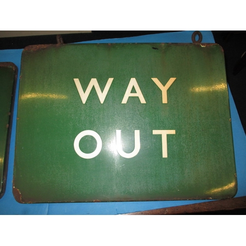 371 - A British Rail enamel ‘Way Out’ platform sign, a railway signal arm and other associated items, all ... 