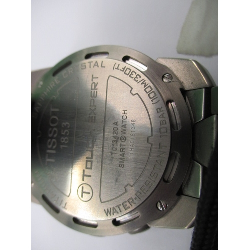 107 - A Tissot touch expert smart watch with original titanium strap, in full working order with box and i... 