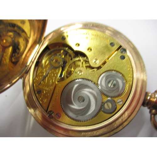 96 - A vintage ELGIN 9ct gold full hunter pocket watch, in current working order, vacant case and  no den... 