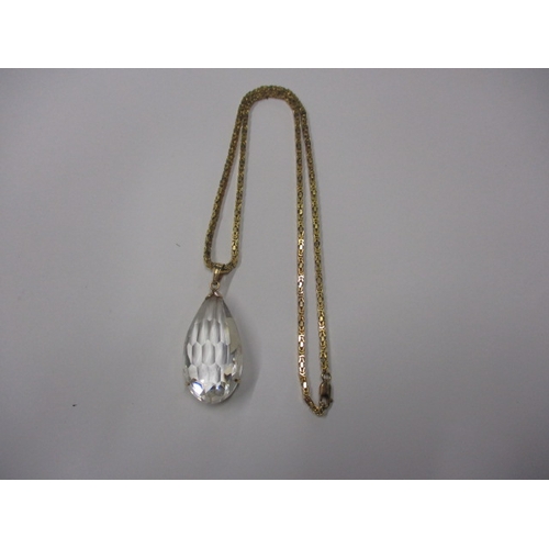 79 - A 9ct gold necklace chain with large crystal pendant, approx. linear length 46cm, approx. gold weigh... 