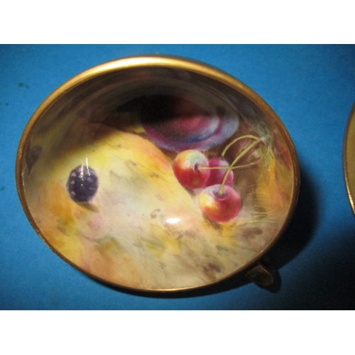 275 - A Royal Worcester porcelain coffee cup and saucer, date marks for 1924 hand decorated fruit pattern ... 