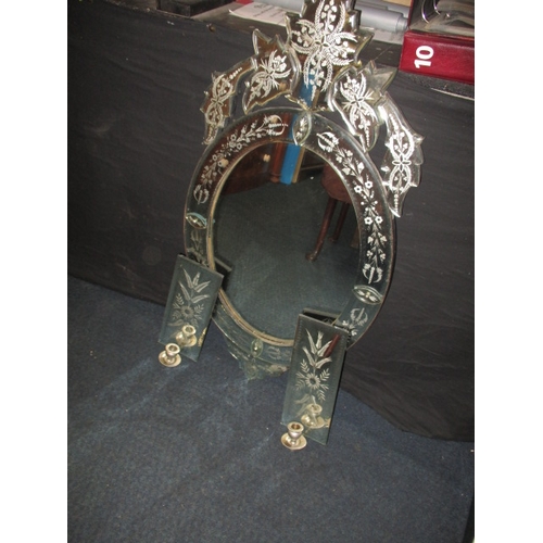 337 - A contemporary wall hanging 3 piece mirror set, useable but having minor damages