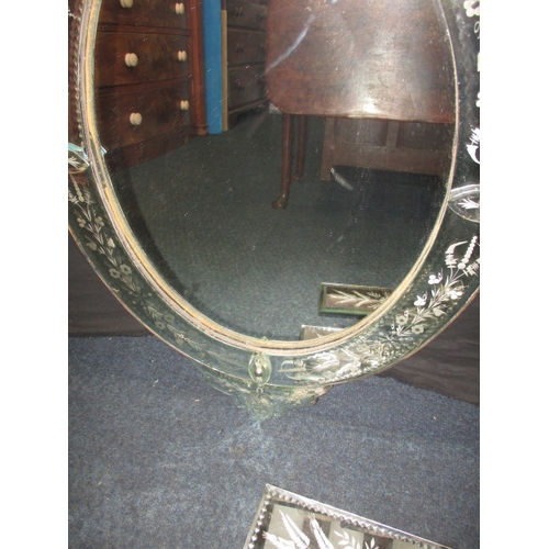 337 - A contemporary wall hanging 3 piece mirror set, useable but having minor damages