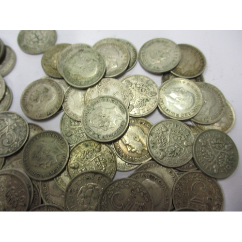 177 - A parcel of pre-decimal silver and part-silver 3d coins, all in circulated condition, approx. gross ... 