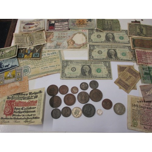 266 - A parcel of vintage coins, tokens, medallions and bank notes, all in circulated condition with come ... 