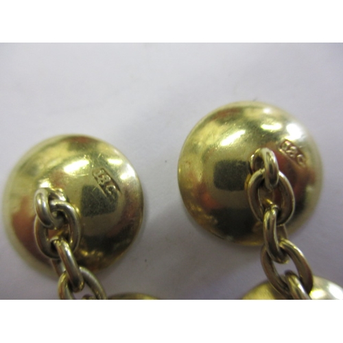 80 - A pair of 18ct yellow gold, mother of pearl and diamond cufflinks, in good pre-owned condition, appr... 