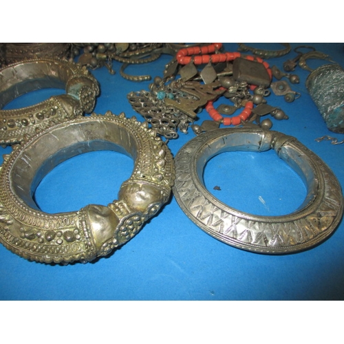 136 - A parcel of vintage ‘Persian’ white metal costume jewellery, all in used condition with some damages