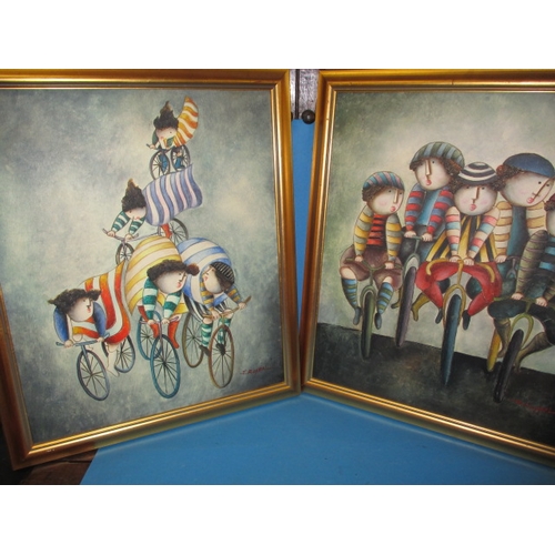 365 - Two original Joyce Roybal paintings, in gilt frames, each measuring approx. 68x58cm in good pre-owne... 