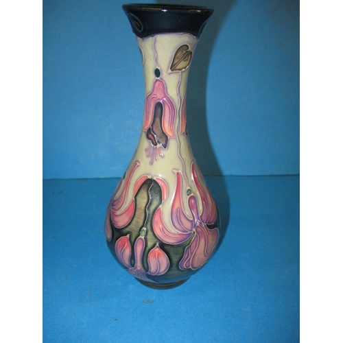 280 - A Moorcroft bud vase in the fuchsia pattern, approx. height 16.5cm and a pill box, both in pre-owned... 