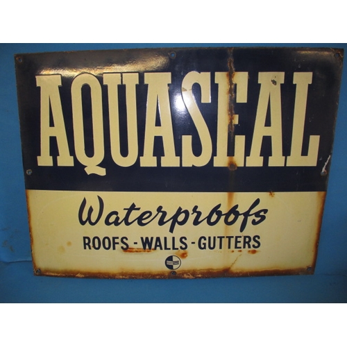 375 - A genuine vintage enamel advertising sign for Aquaseal waterproofing, approx. size 61x46cm having so... 