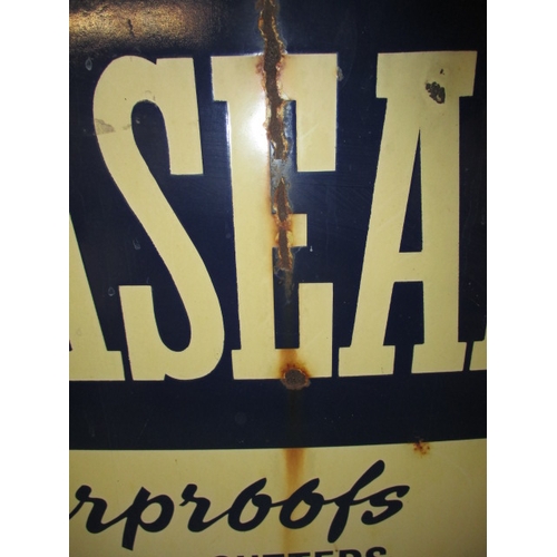 375 - A genuine vintage enamel advertising sign for Aquaseal waterproofing, approx. size 61x46cm having so... 