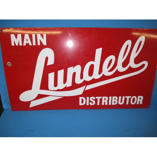 373 - A genuine vintage enamel advertising sign for “Main Lundell Distributor”, approx. size 69x38cm havin... 