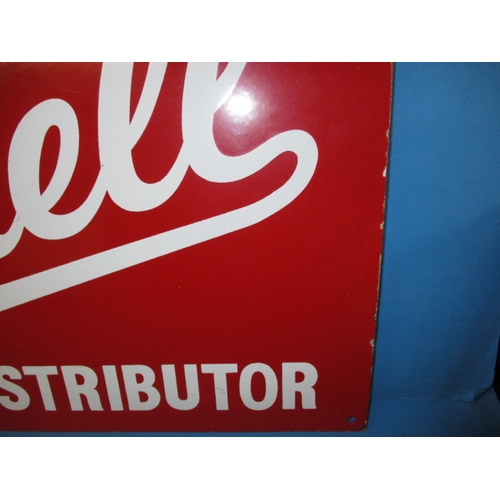 373 - A genuine vintage enamel advertising sign for “Main Lundell Distributor”, approx. size 69x38cm havin... 