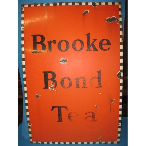 374 - A genuine early 20th century enamel advertising sign for Brook Bond Tea, approx. size 76x51cm, havin... 