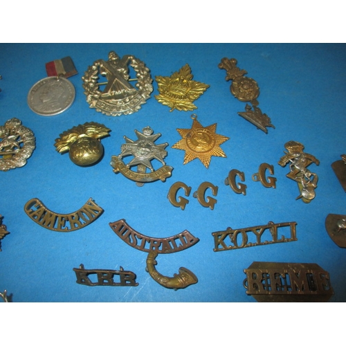 310 - A quantity of military and other metal and cloth badges, all in used condition