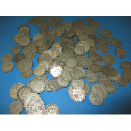 178 - A parcel of pre-decimal part silver coins, shillings and florins, all in circulated condition, appro... 