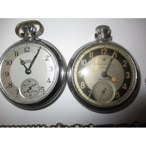 125 - A parcel of pocket watches and Albert chains, most silver, chains all marked, in used condition and ... 