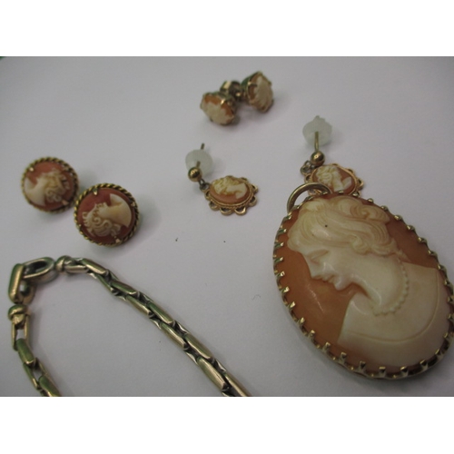 90 - A parcel of jewellery items, most 9ct gold, to include cameo brooch and earrings, a watch and bracel... 