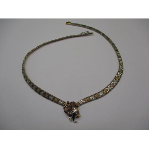 A vintage costume jewellery choker style necklace, being bi-colour metal, with working clasp