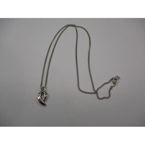 85 - A 9ct white gold necklace and pendant, approx. linear length 42cm, the pendant having a diamond and ... 