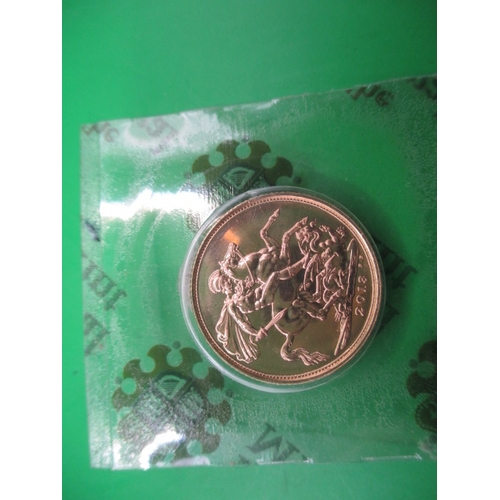 248 - An uncirculated gold sovereign, dated 2013 in Royal Mint vacuum sealed package