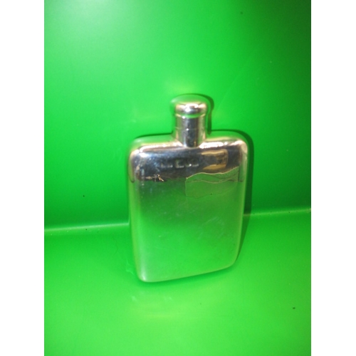 164 - A large sterling silver cigarette box and a silver hip flask, both in used condition, approx. size o... 