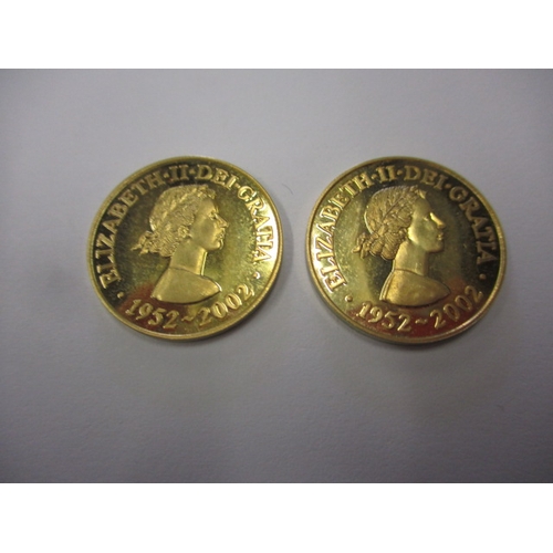 251 - Two 2002 commemorative gold coins, each approx. weight 4g in uncirculated condition