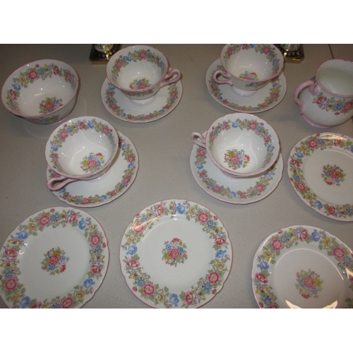 3 - A parcel of Shelley teawares to include cups and saucers and a pair of Coalport urns depicting Londo... 